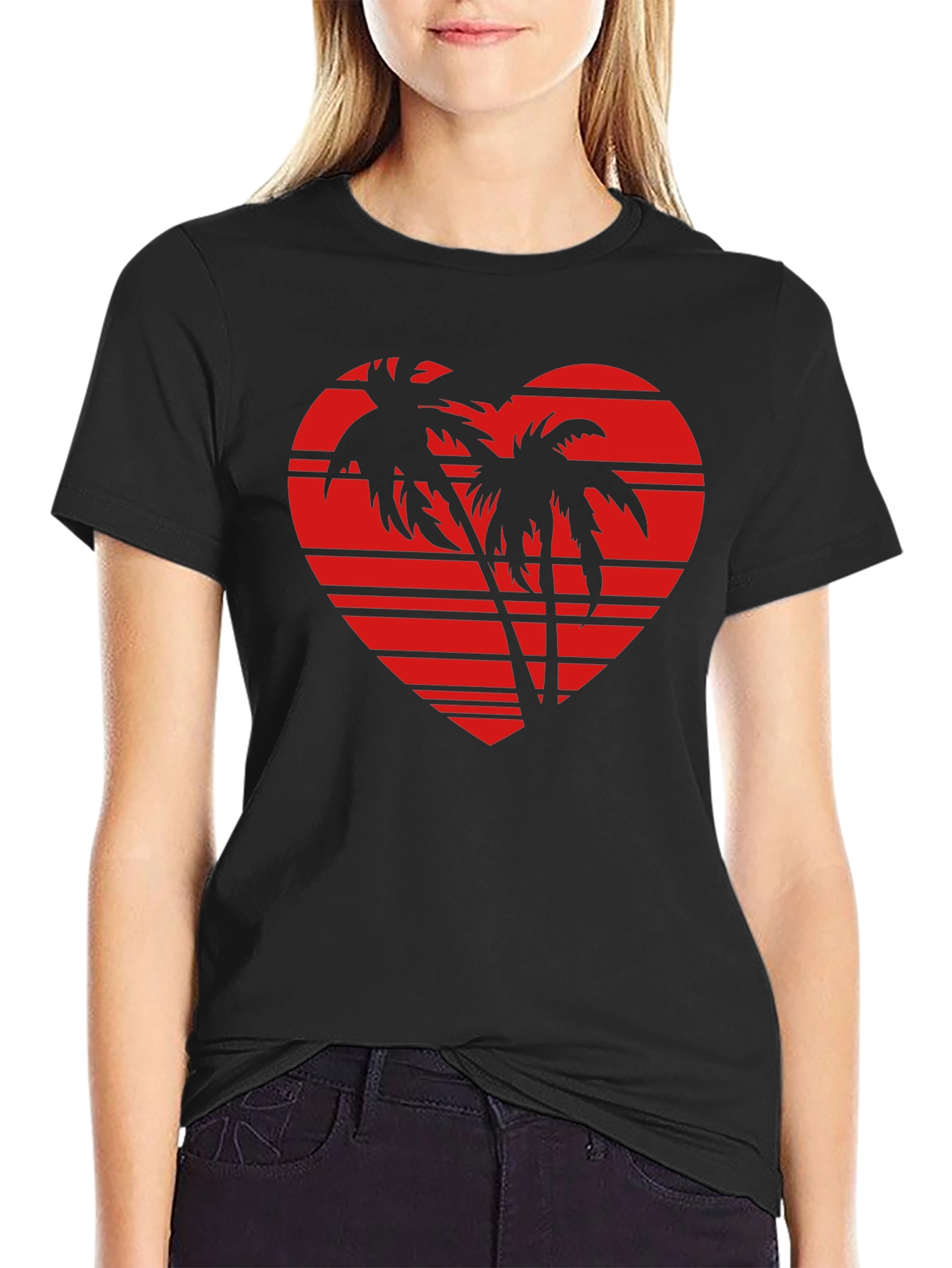 Tropical Heart Palm Tree Graphic Tee