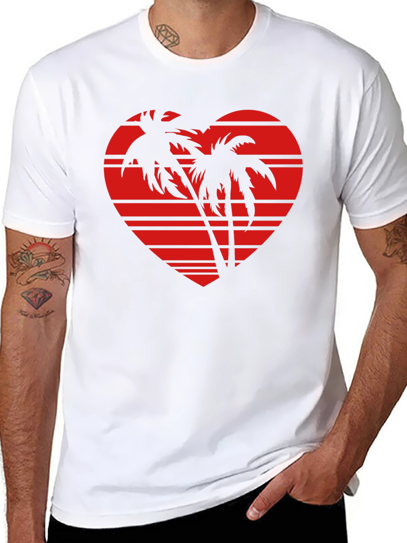 Tropical Heart Palm Tree Graphic Tee