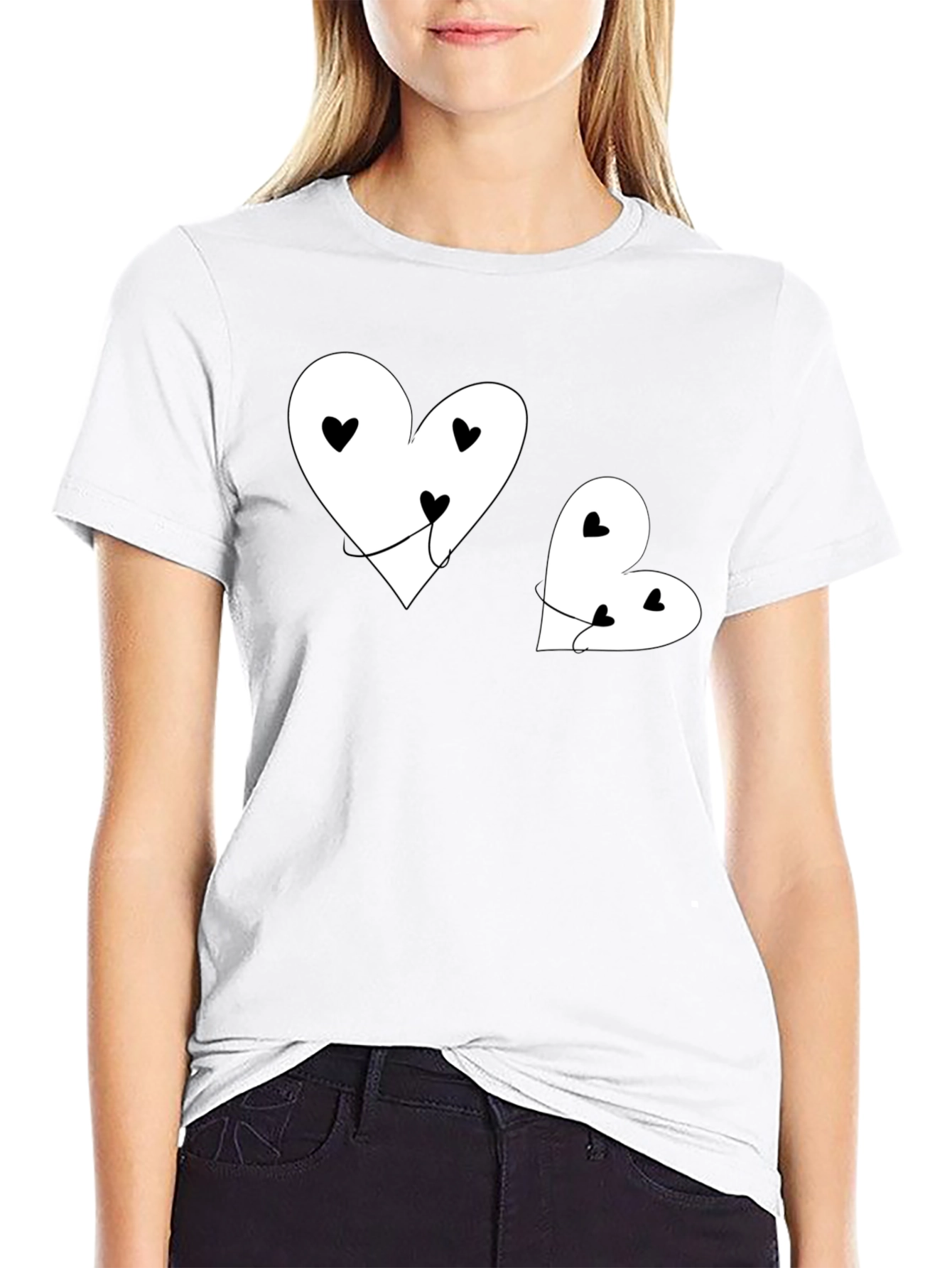 Heart Balloon Graphic Tee - Black Casual Shirt