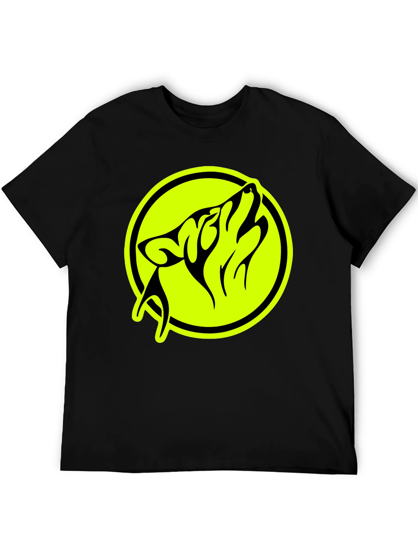 Tribal Wolf Graphic Black T-Shirt