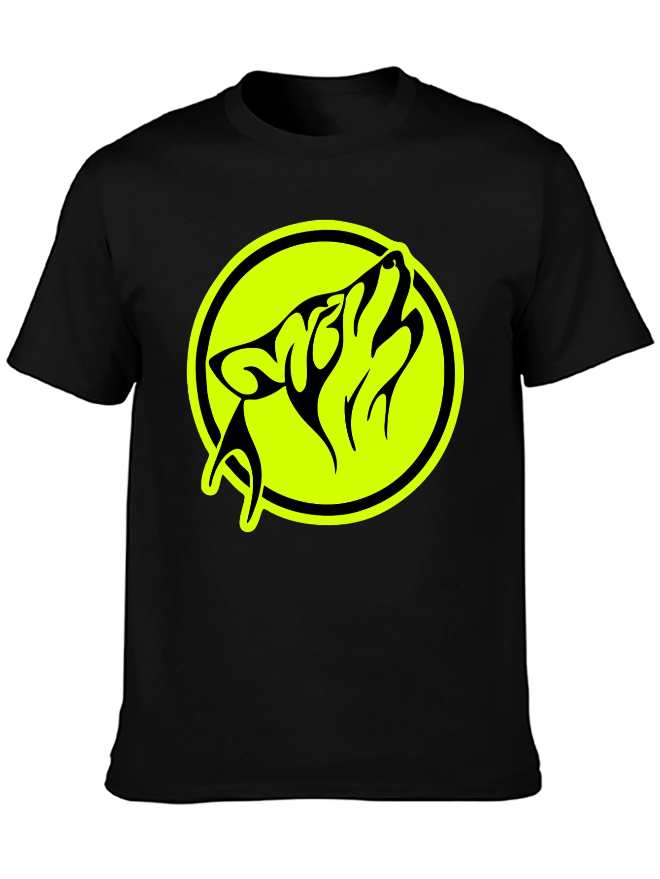 Tribal Wolf Graphic Black T-Shirt