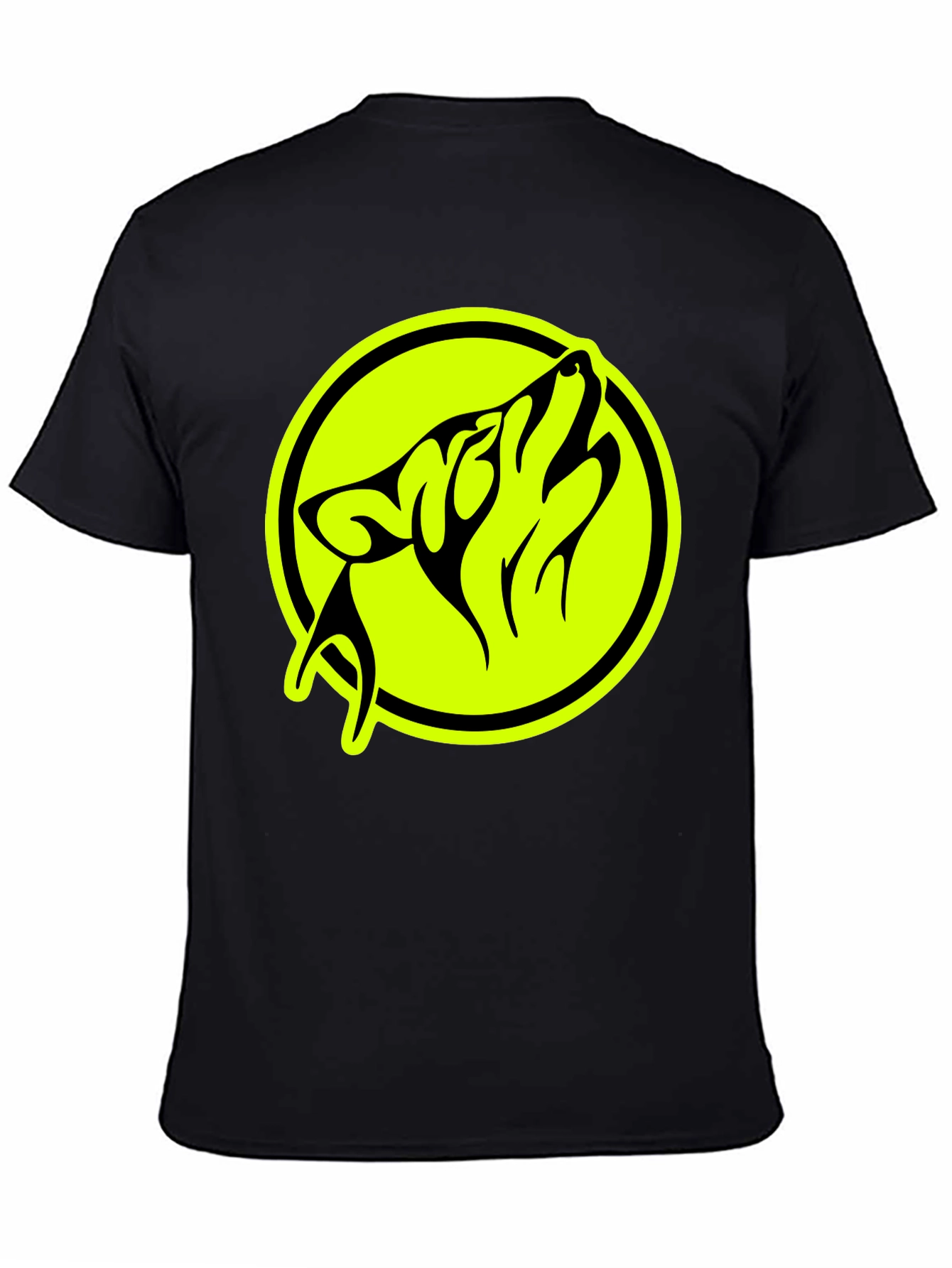 Tribal Wolf Graphic Black T-Shirt