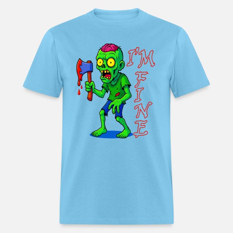 Zombie Humor – I’m Fine Axe Cartoon Design