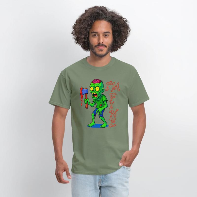 Zombie Humor – I’m Fine Axe Cartoon Design