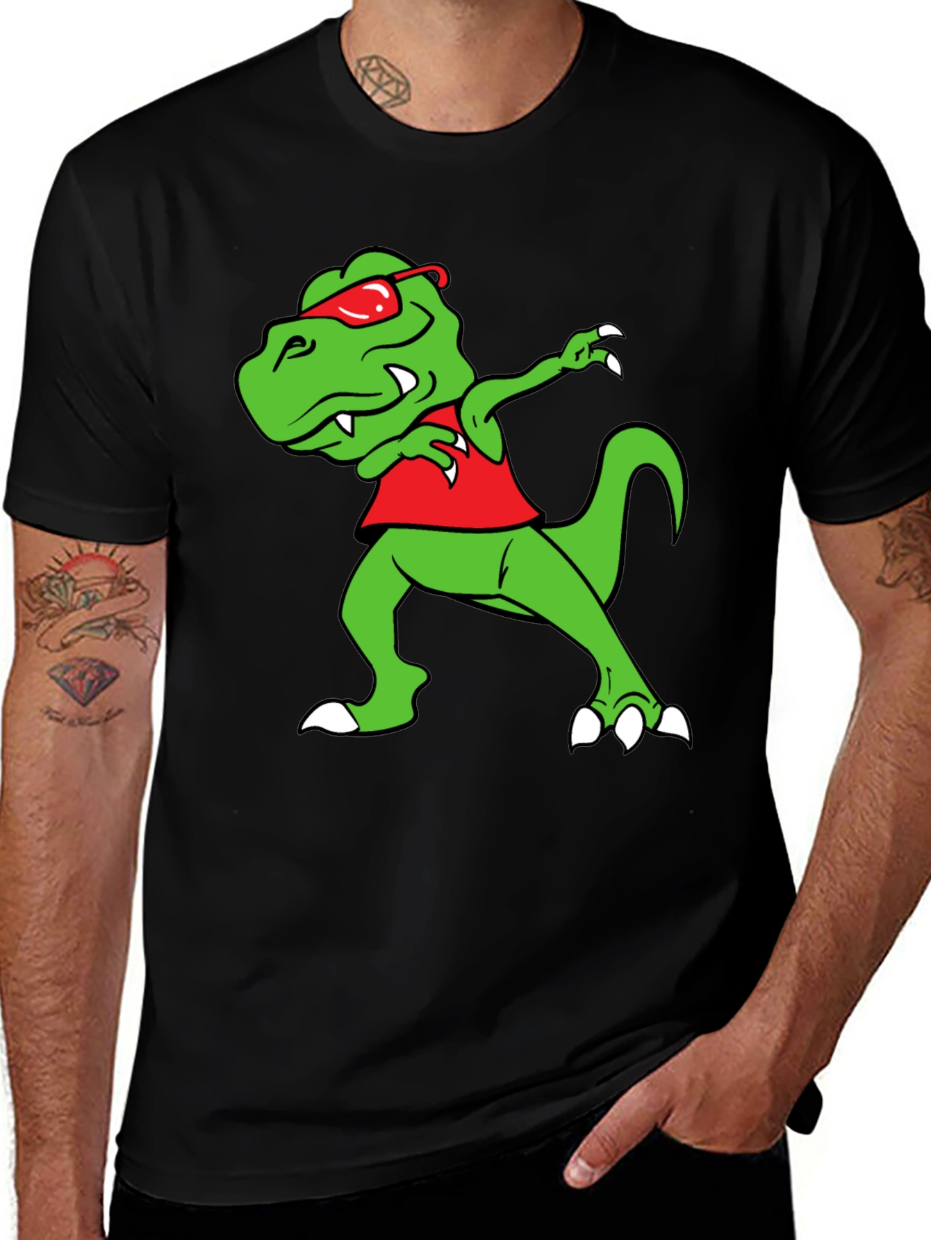 Dabbing Dino Graphic Tee - Trendy & Fun