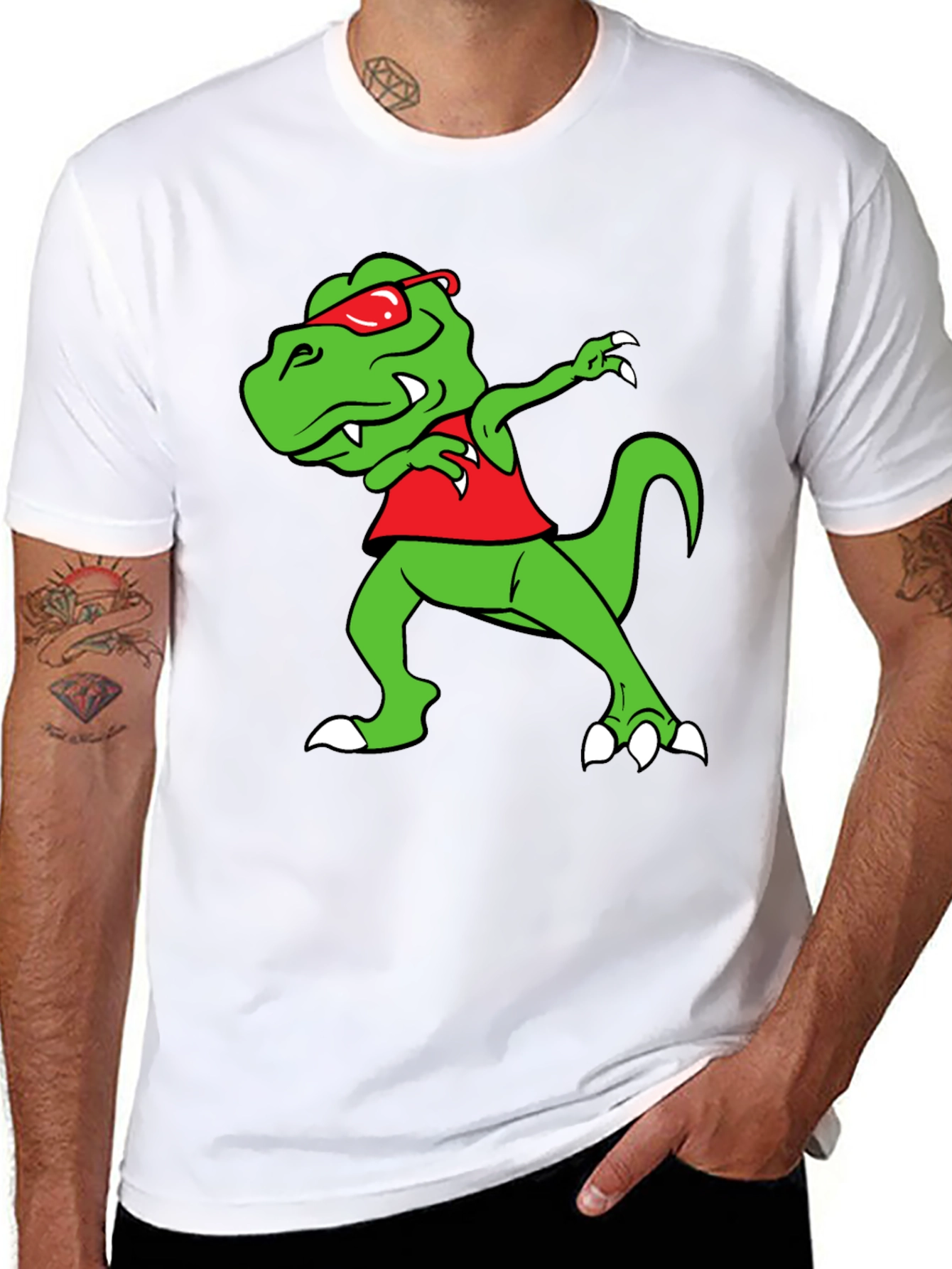 Dabbing Dino Graphic Tee - Trendy & Fun