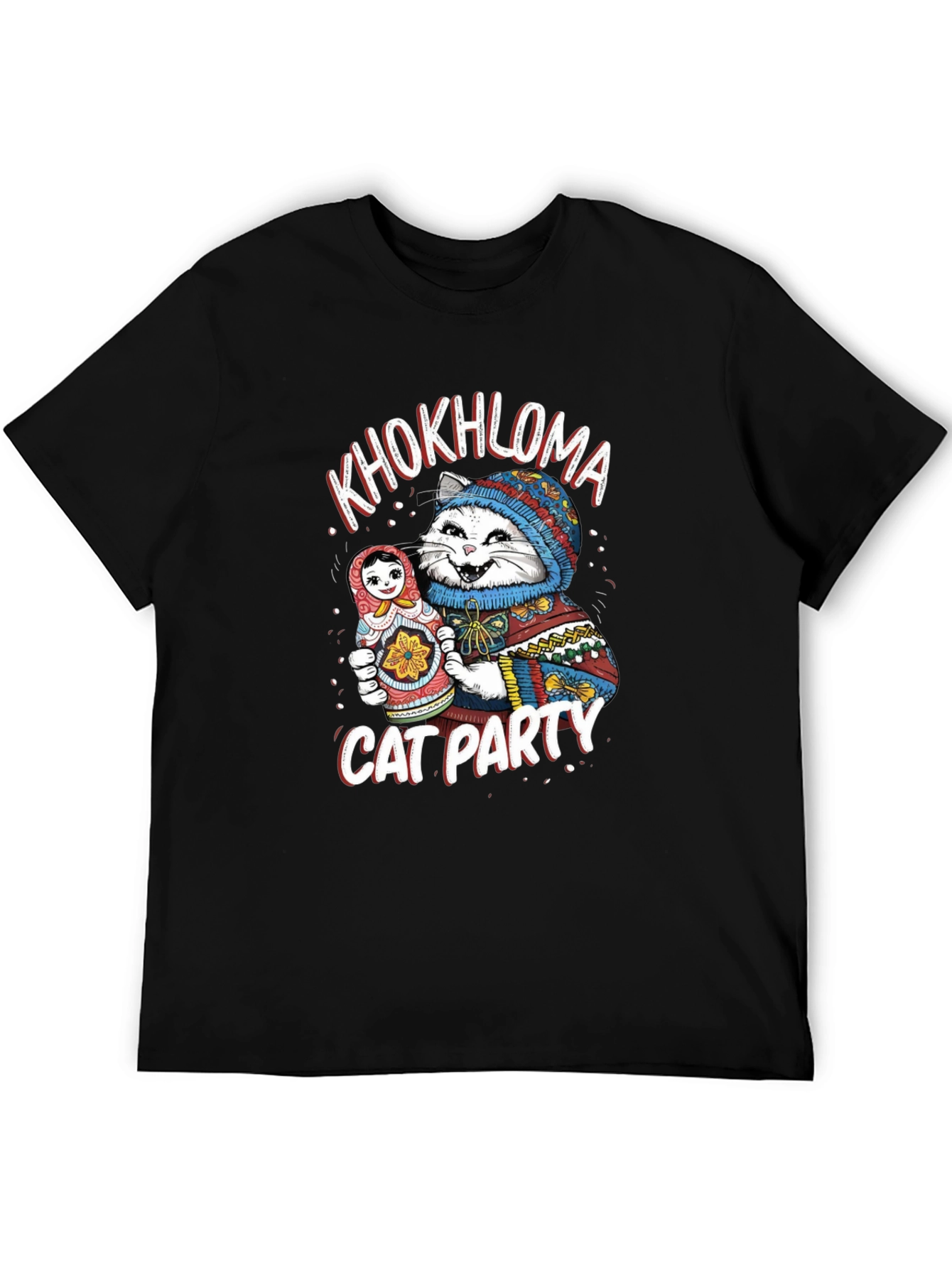 Khokhloma Cat Party T-Shirt