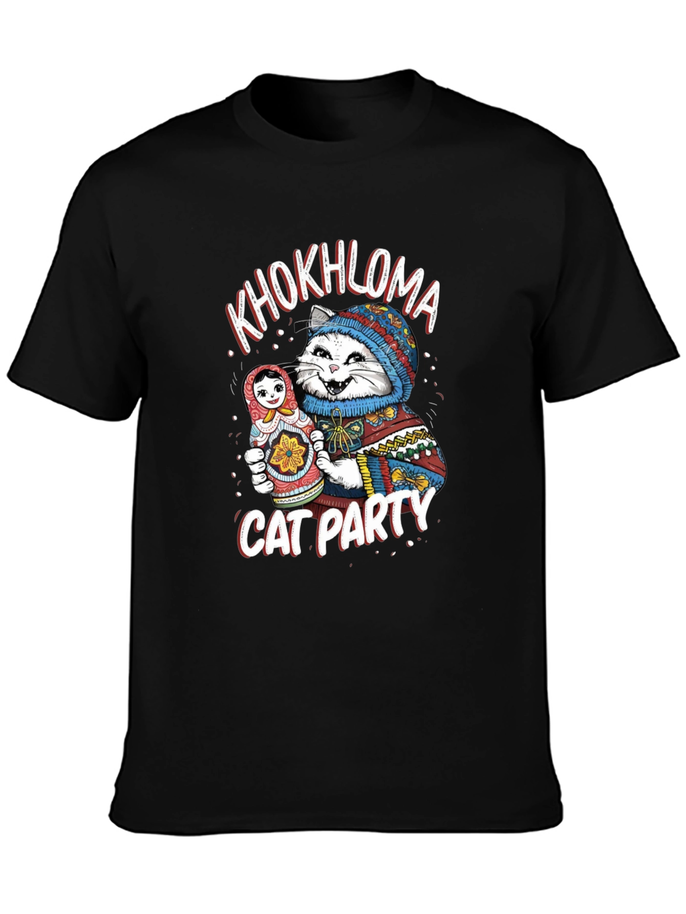 Khokhloma Cat Party T-Shirt