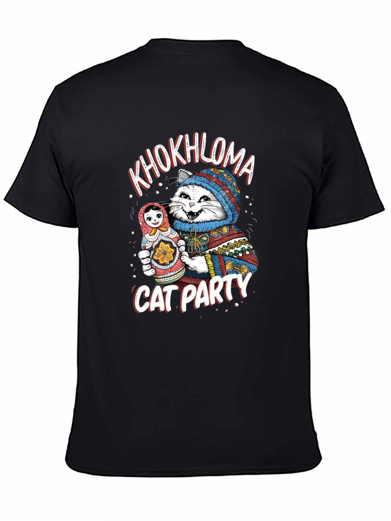 Khokhloma Cat Party T-Shirt