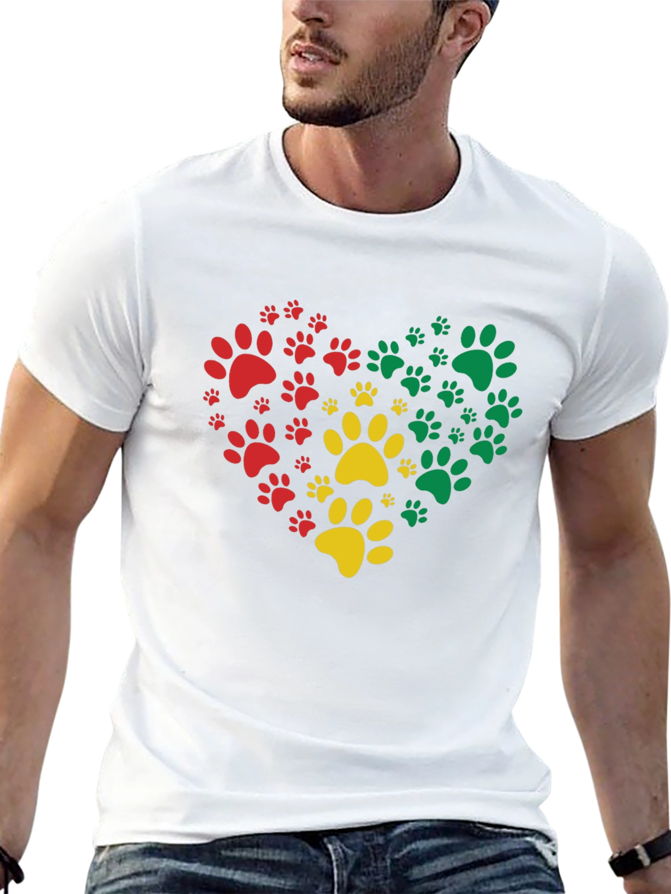Heart Paw Print Graphic Tee - Black