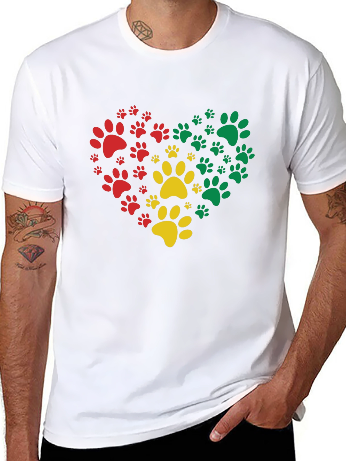 Heart Paw Print Graphic Tee - Black