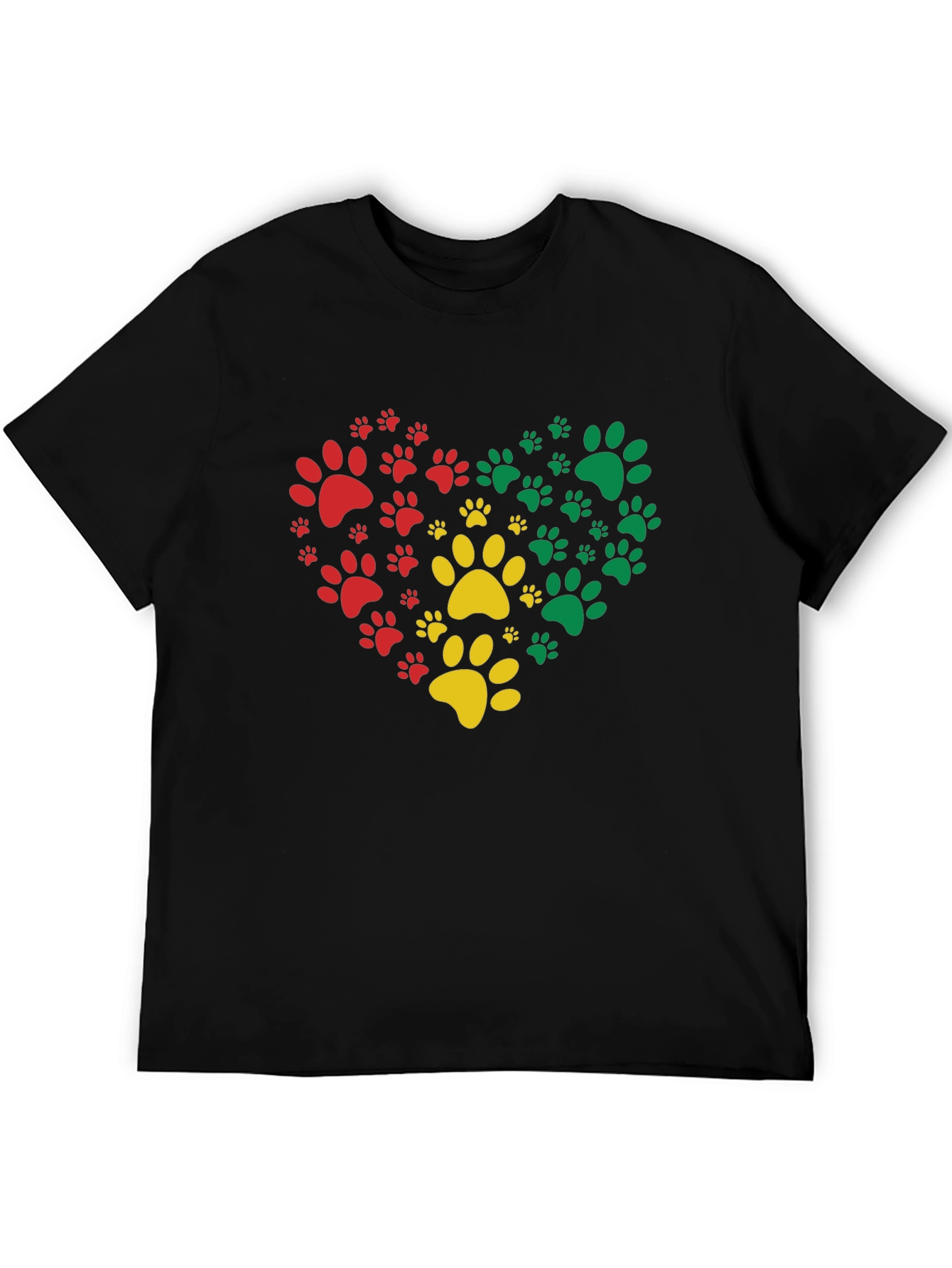Heart Paw Print Graphic Tee - Black