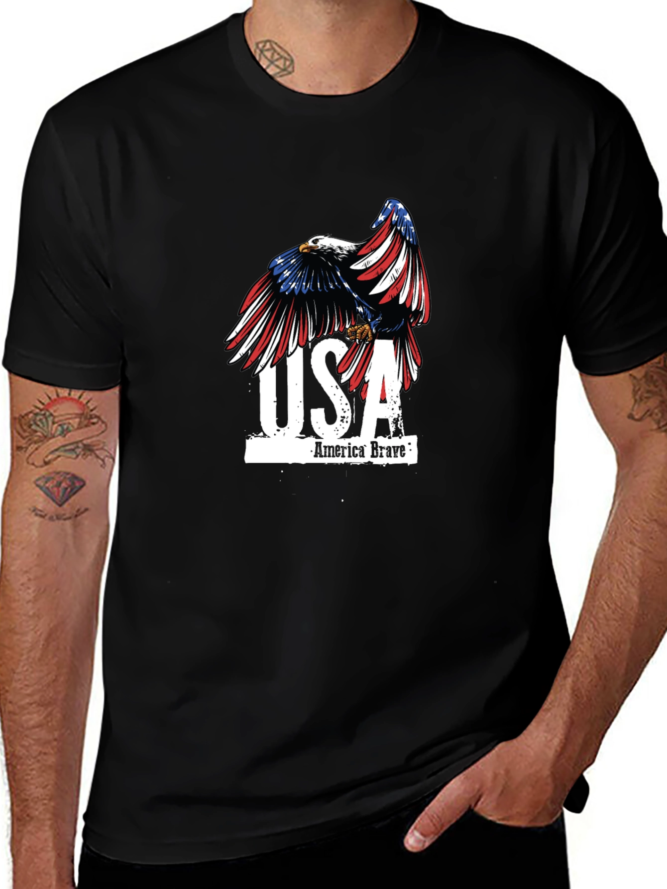 USA America Brave Eagle Graphic T-Shirt