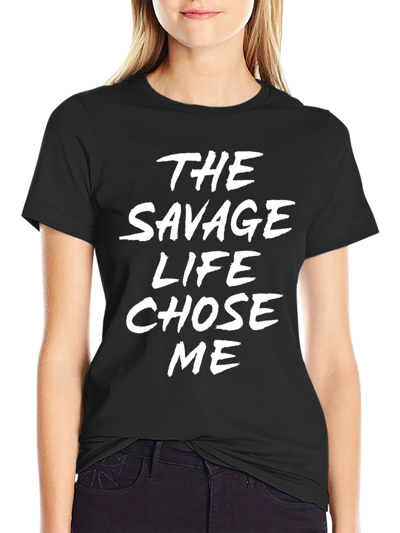 The Savage Life Chose Me Black Graphic T-Shirt