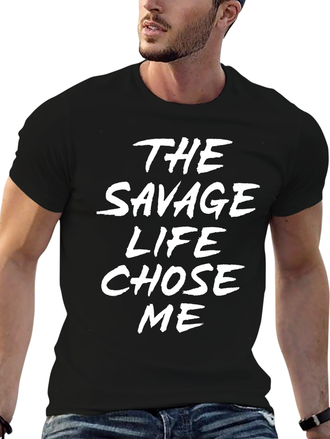 The Savage Life Chose Me Black Graphic T-Shirt